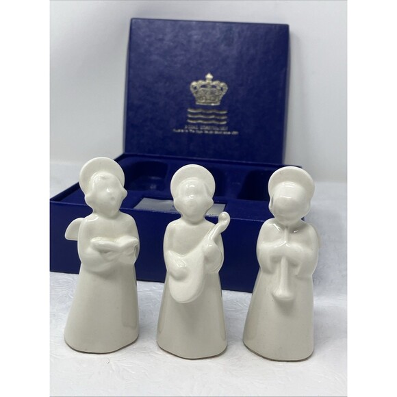 3 Royal Copenhagen White Porcelain Angels Choir Instrument Figurines Set 3.75" - Picture 1 of 11